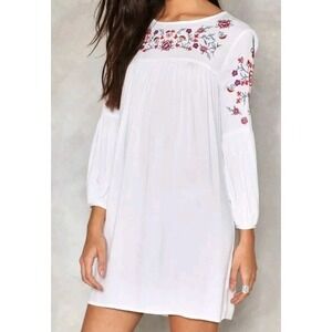 Vera & Lucy Women's  Shirt Dress White Embroidered  Flowers